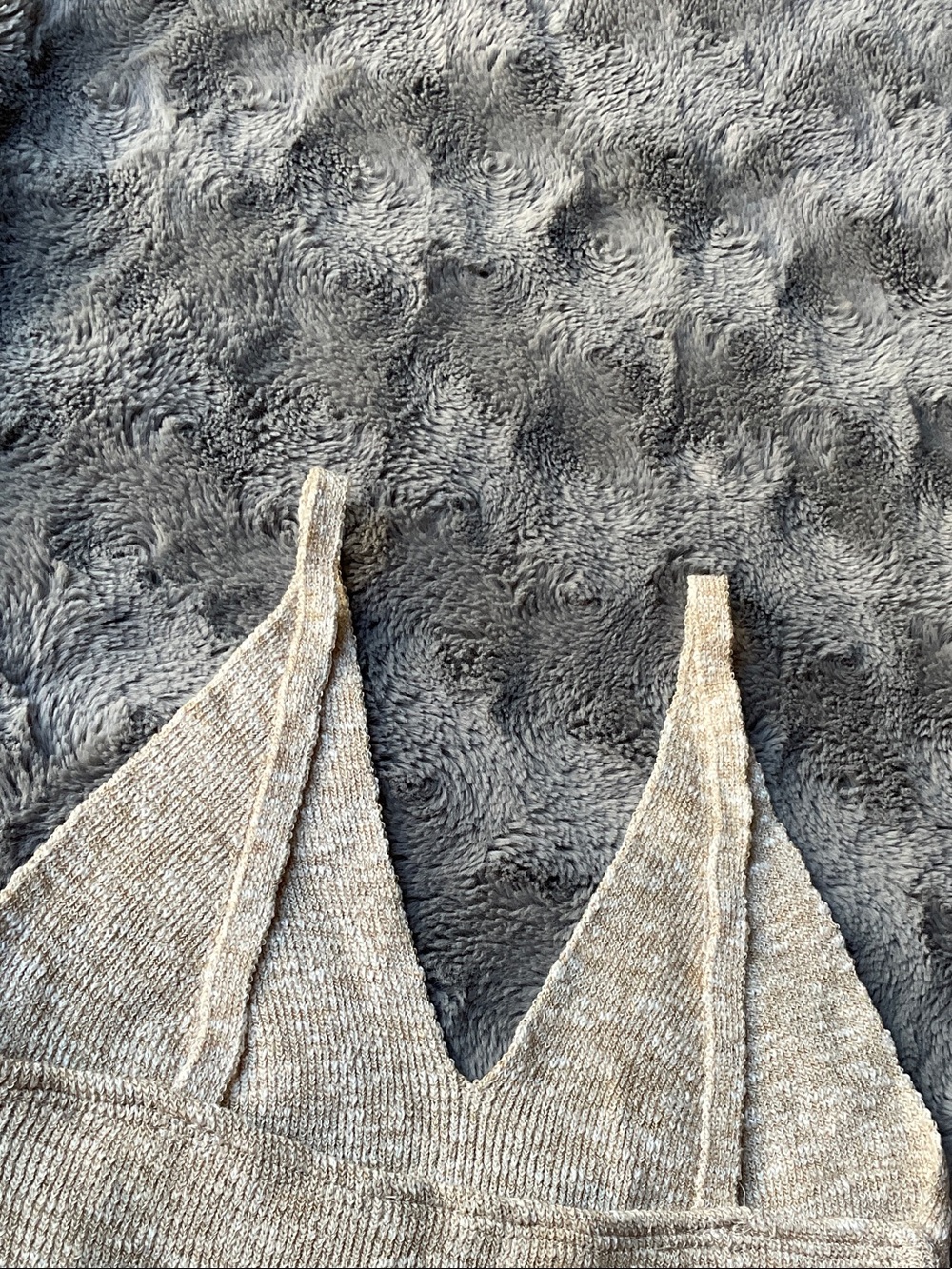 V-Neck Sleeveless Knit Camisole in Light Beige - Picture 4 of 5
